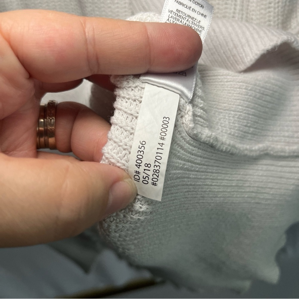Express Women’s Sweater Sz L Rufffled Drop Sleeve White Cuffed 2018 Cotton - Picture 14 of 14